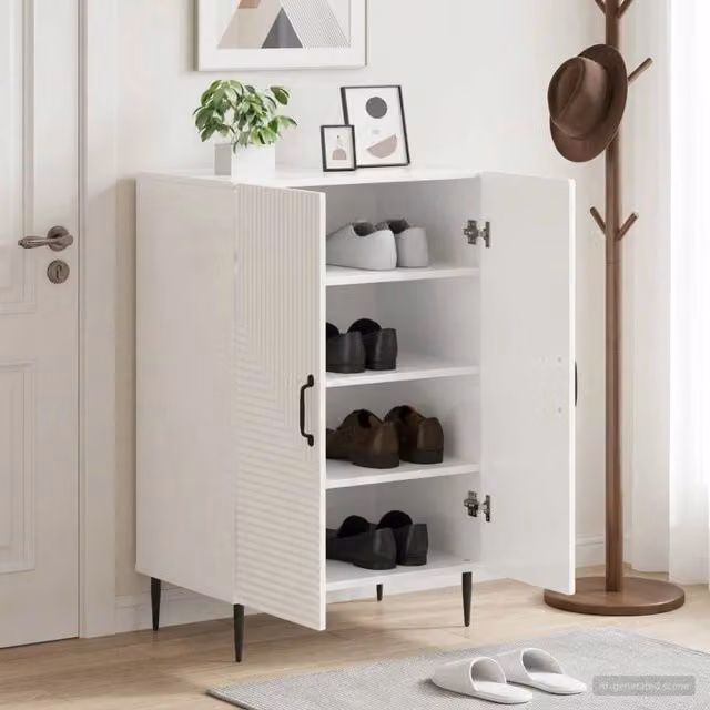 Mobile per scarpe moderno vidaXL Bianco Lucido L: 59,5 cm, P: 39,5 cm, H: 89,5 cm – 1