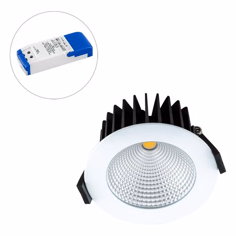 EVN LED da incasso a soffitto, rotondo, bianco, IP44, 10 W, 3000 K, 650 lm, dimmerabile, diametro di incasso 85 mm