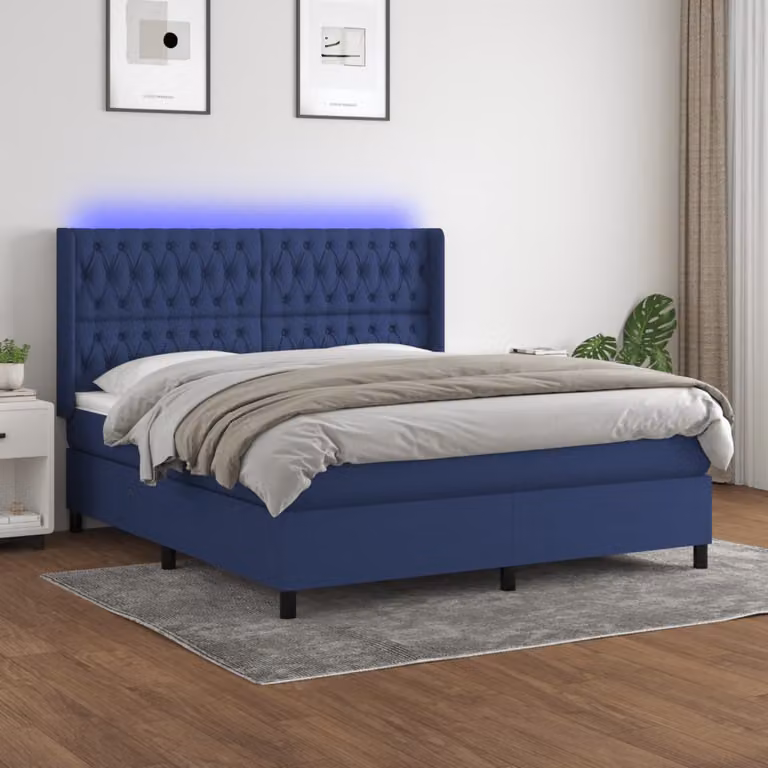 Letto a Molle vidaXL con Illuminazione LED e Porte USB in Tessuto L/P: 180 x 200 cm