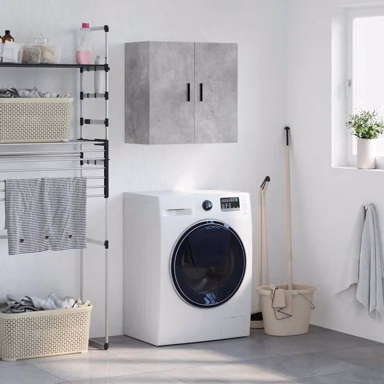 Mobile a parete vidaXL in legno multistrato e MDF, colore grigio cemento, design moderno, L 60 cm x P 31 cm x H 60 cm