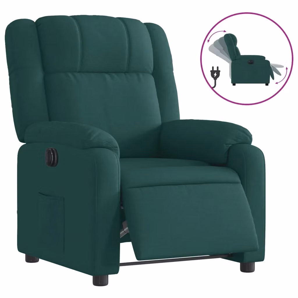 Poltrona Elettrica Reclinabile Relax vidaXL in Tessuto Verde con Braccioli e Funzione Auto-Return – 2