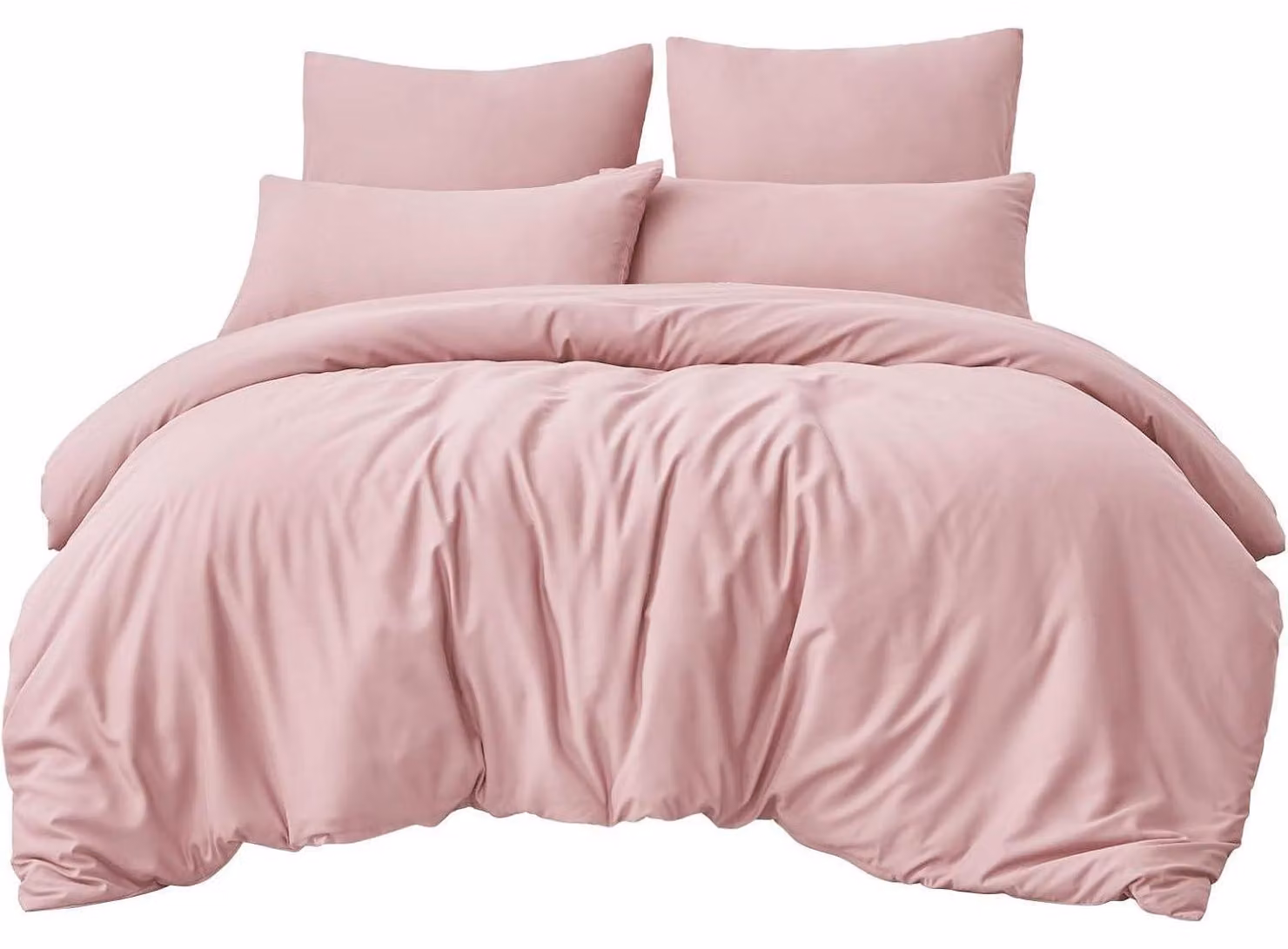 Set di lenzuola matrimoniali 200x200 cm, composto da 3 pezzi, in microfibra rosa, con cerniera e ÖKO-TEX