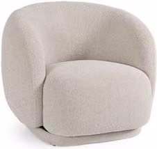 Poltrona girevole BRITTANY Bizzotto in tessuto bouclé beige con braccioli e design moderno lounge
