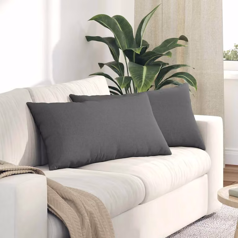 Set di 2 cuscini da divano vidaXL in tessuto grigio con rivestimento rimovibile, L 80 cm x P 40 cm