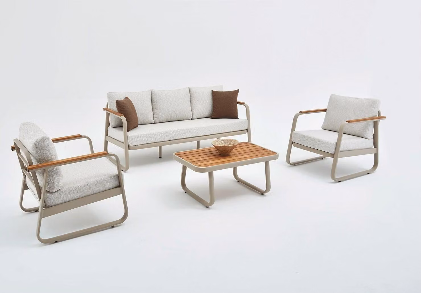Skye Decor, Rio, set da salotto da giardino, beige, 100% olefina, 195 x 66 x 74 cm