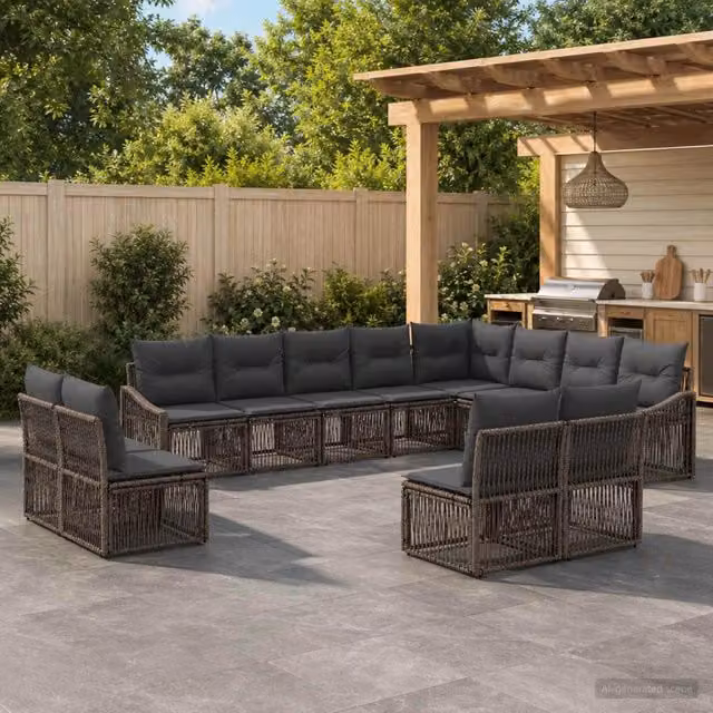 Set Divano da Giardino 12 pz Grigio polyrattan 3436163
