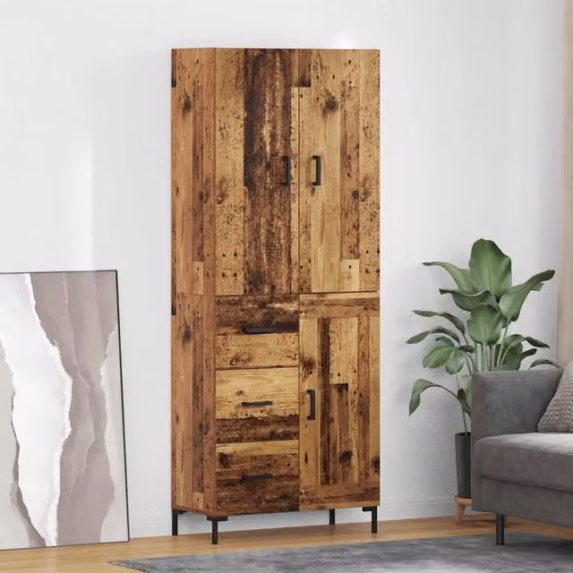 Credenza-Buffet-Armadio da cucina Legno vecchio 69,5 x 34 x 180 cm Legno multistrato 378667