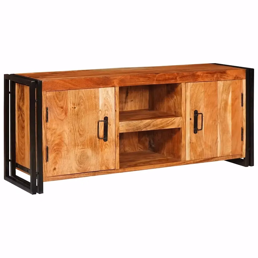 Mobile TV rustico vidaXL in legno di acacia marrone L: 120 cm, P: 33 cm, H: 50 cm – 2