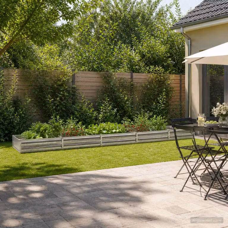 Letto rialzato da giardino vidaXL in acciaio zincato Argento L: 400 cm, P: 80 cm, H: 24 cm