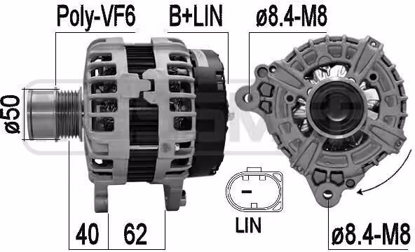 ERA 209614A Alternatore 180 A 14 V per VW Golf VII berlina (5G1, BQ1, BE1, BE2), Passat Variant (3G5, CB5), TIGUAN (5N) e T-Roc (A11)