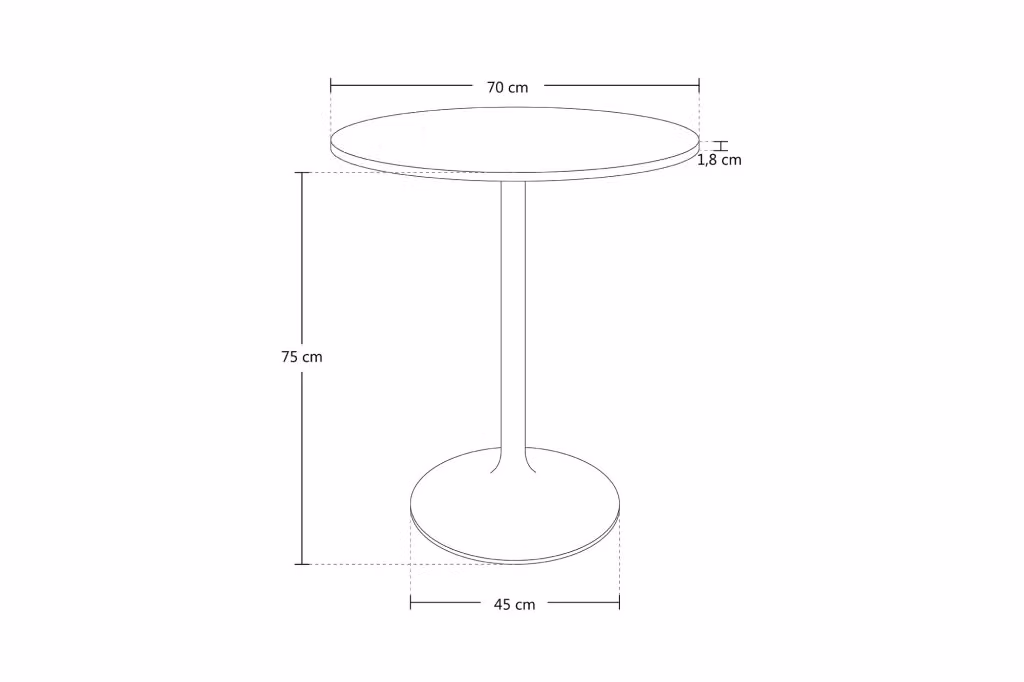 Tavolo rotondo moderno SAMIRA nero con colonna centrale in metallo e piano in MDF, Diametro: 70 cm, Altezza: 75 cm – 2