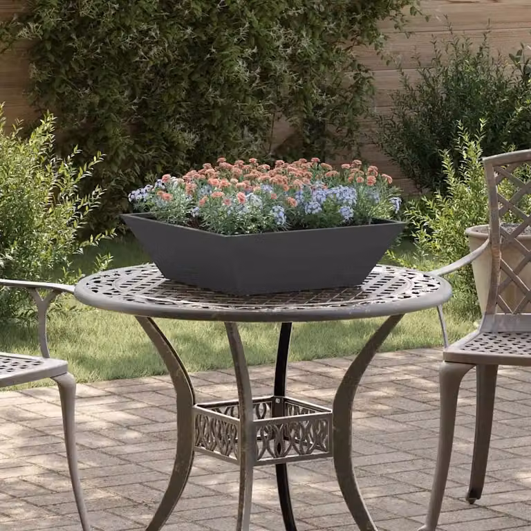 Set di 5 vasi da giardino vidaXL in acciaio, colore nero, L 50 x P 50 x H 15 cm