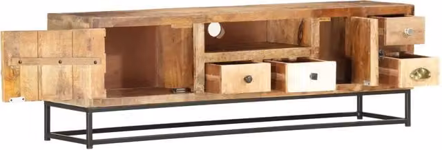 Mobile Porta TV Industrial vidaXL in Legno e Metallo, Marrone e Oro, L 120 x P 30 x H 40 cm – 1