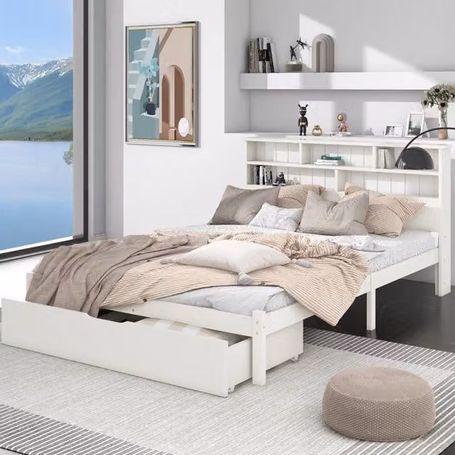letto matrimoniale in legno massello bianco 150 x 219 cm