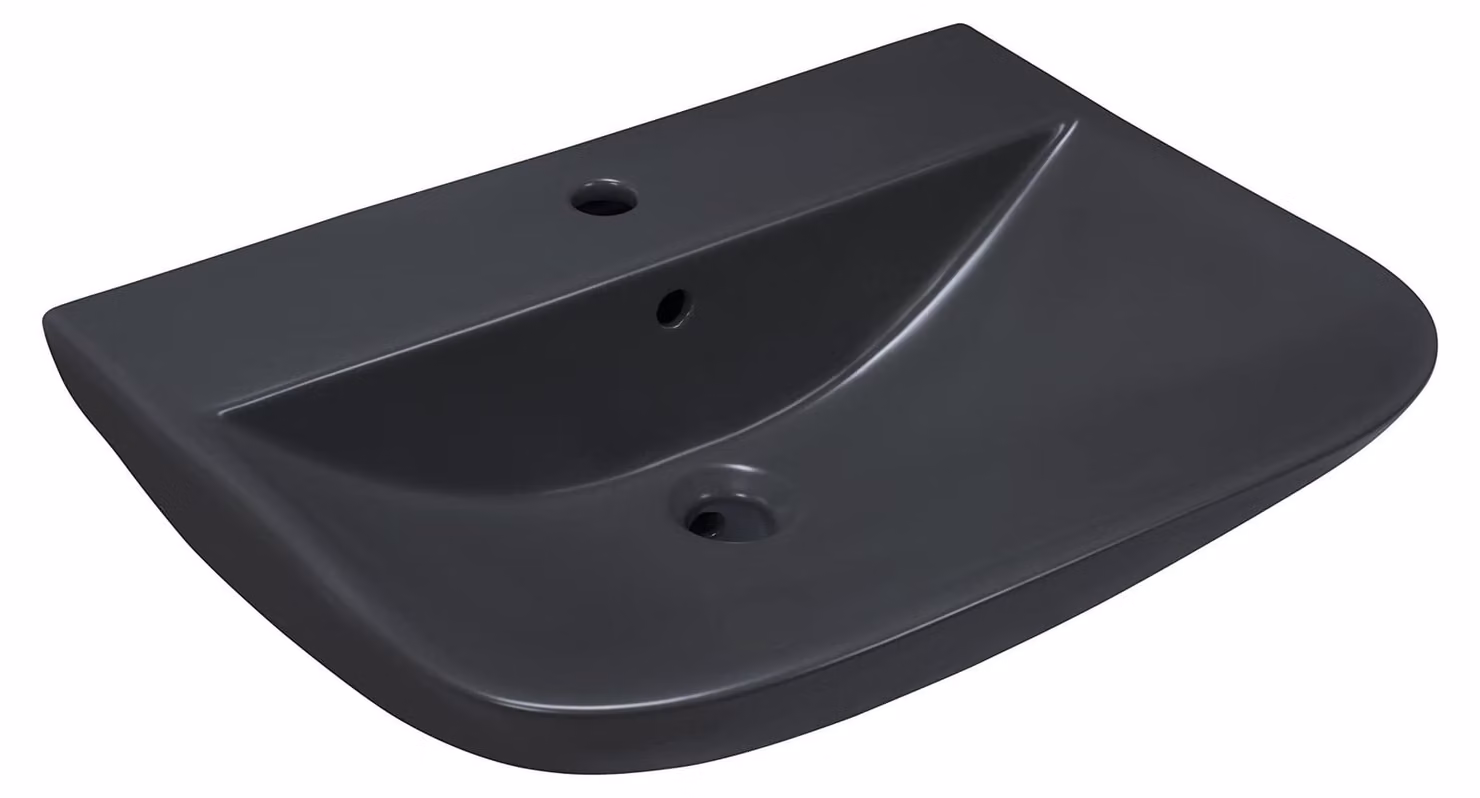 Lavabo Sanicomfort Rivo, 60 cm, grigio scuro opaco, mobile lavabo sospeso in Vetroceramica