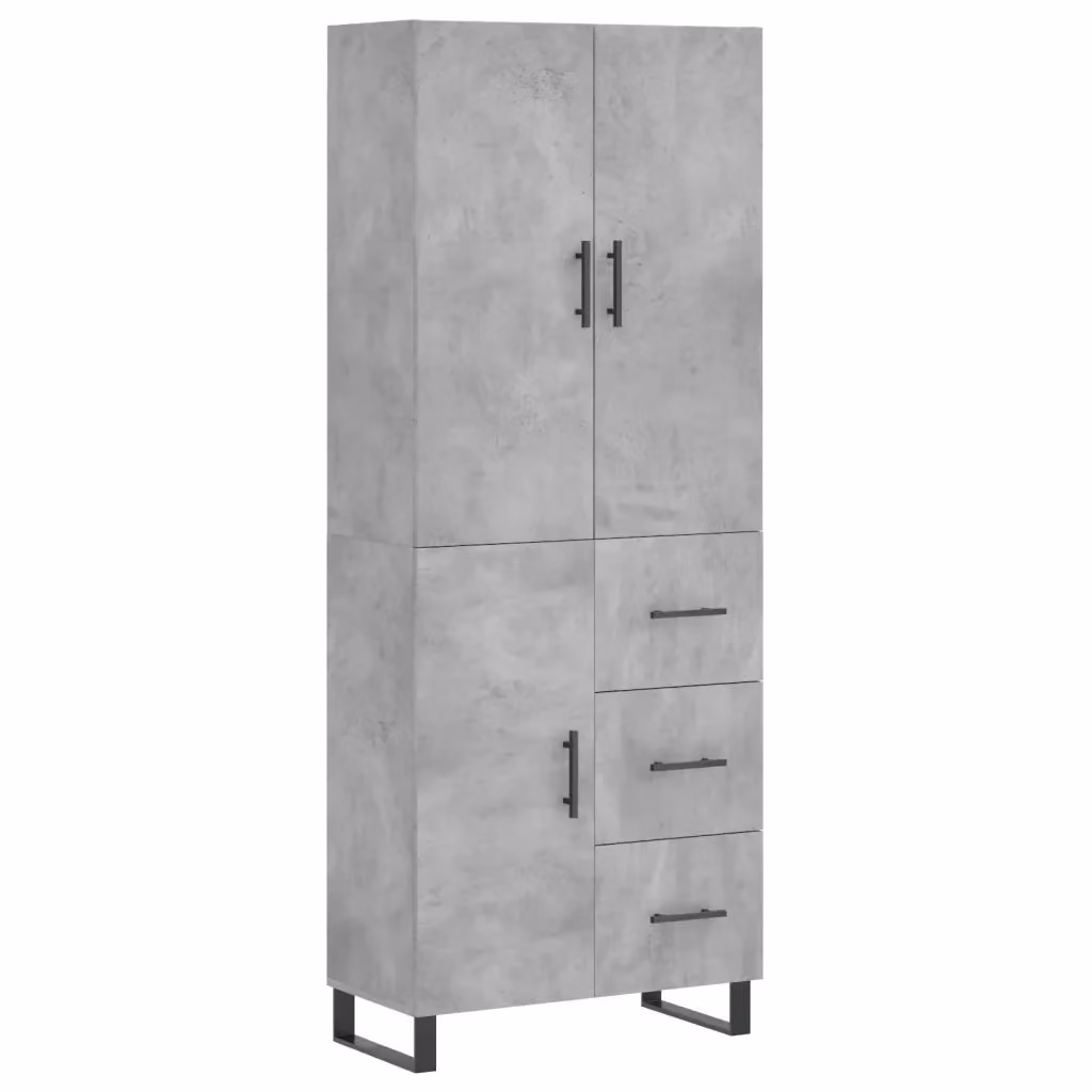Credenza moderna vidaXL in legno e metallo, colore grigio, L: 69,5 cm, P: 34 cm, H: 180 cm – 2