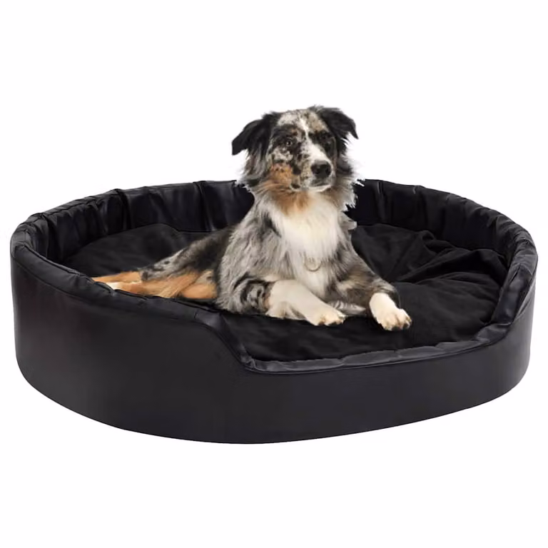 vidaXL Lettino per Cani Nero in Similpelle e Tessuto con Copertura Rimovibile L: 99 cm, P: 89 cm, H: 21 cm