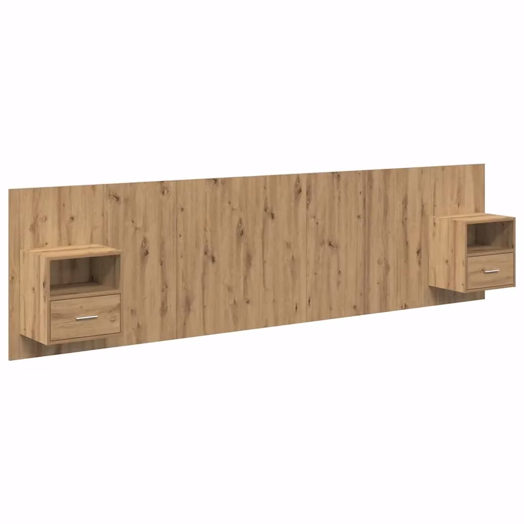 Set di 3 pezzi Testata con Comodini Integrati vidaXL in Legno MDF Marrone Opaco L: 297 cm, H: 80 cm, P: 43,04 cm – 2