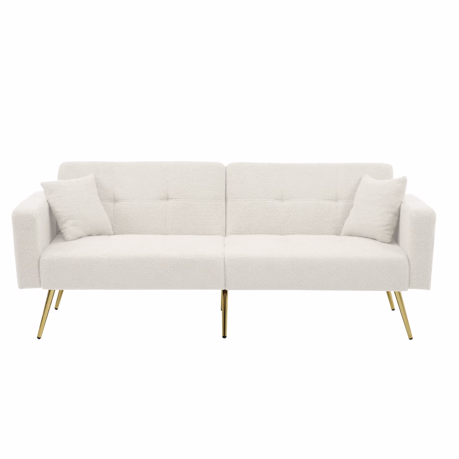 Abrihome Divano letto a 3 posti con superficie di appoggio 175 × 90 cm, letto per ospiti Divano letto con cuscini e schienale regolabile, bianco