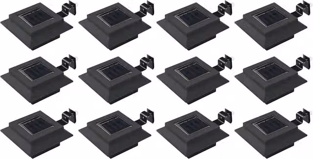 Set di 12 lampade solari quadrate da esterno 12 x 6,5 cm illuminazione automatica design moderno in plastica nera 02_0046378