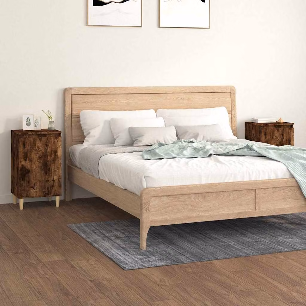 Set di 2 comodini vidaXL in legno multistrato e MDF colore rovere fumo L/P/H: 40 x 35 x 70 cm