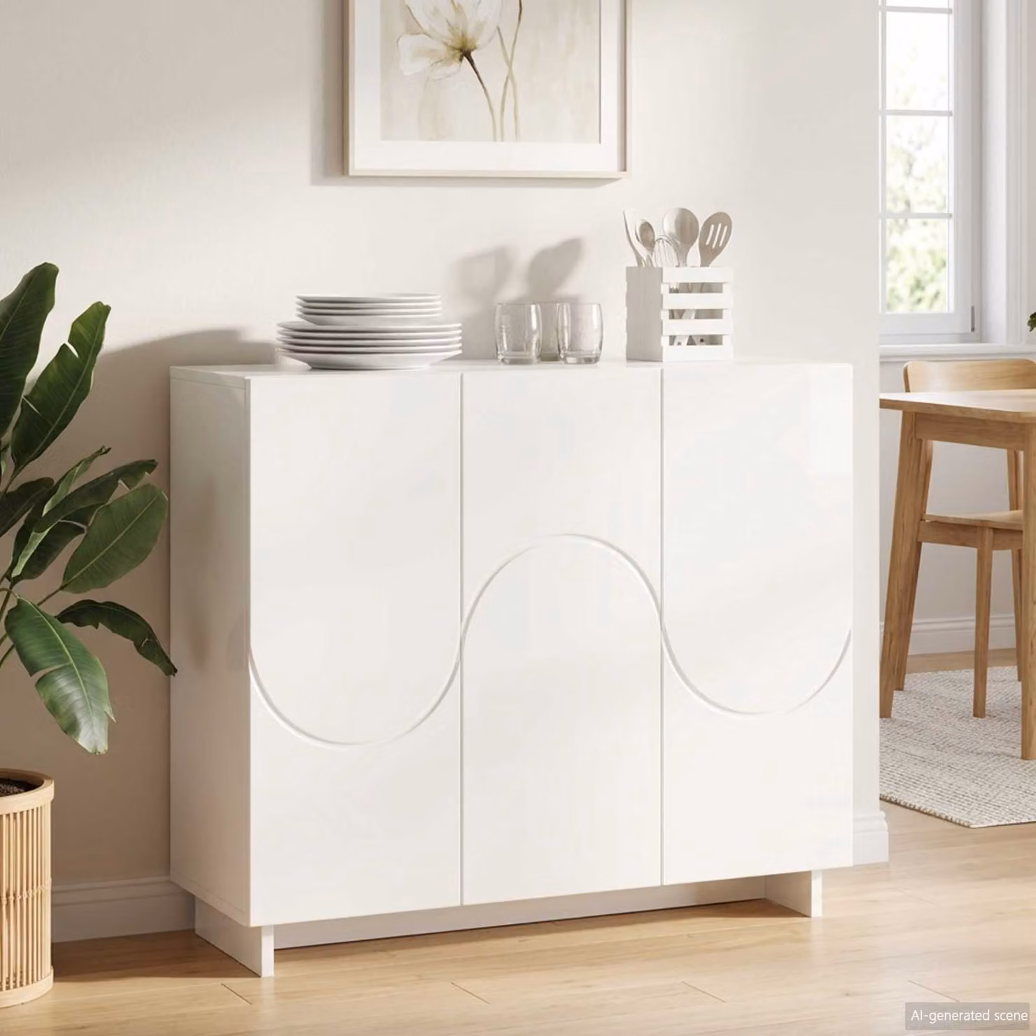 Credenza moderna vidaXL in legno MDF bianco lucido L 85,5 x P 31 x H 75 cm