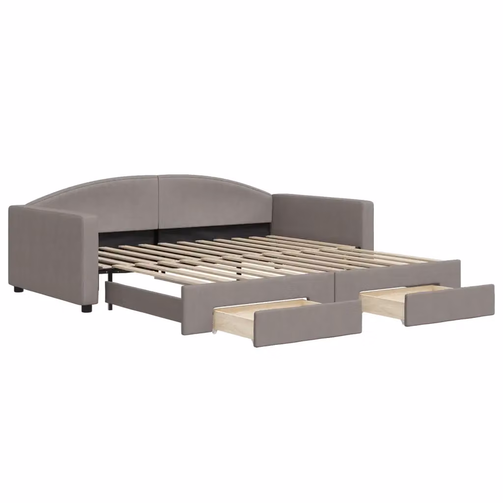 Divano Letto Estraibile con Cassetti vidaXL in Tessuto Grigio o Beige per Soggiorno e Camera da Letto L/P: 100 x 200 cm – 2