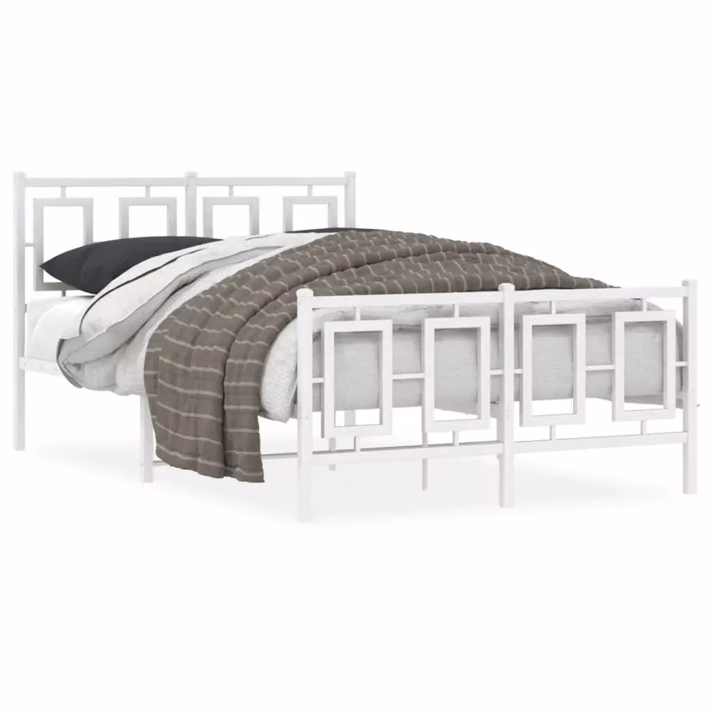 Giroletto vidaXL con testiera e pediera in metallo bianco L/P/H: 120 x 200 cm – 2
