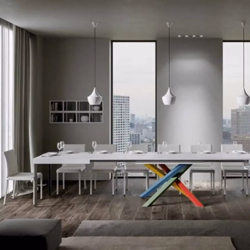 Tavolo allungabile Volantis Itamoby colore bianco frassino con gambe multicolore L: 200-460 cm, P: 90 cm – 2