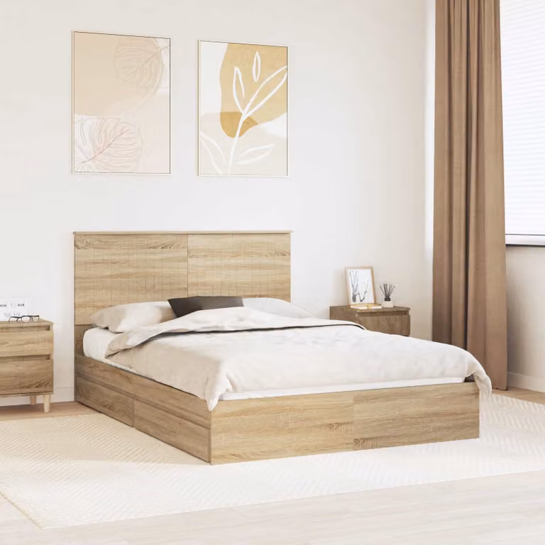 Letto con contenitore e cassetto vidaXL in Rovere Sonoma, L 140 x P 200 cm