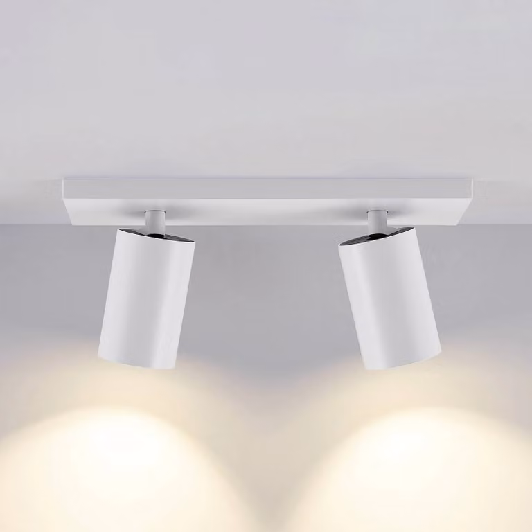 Deko-Light Faretto da soffitto CAN TILT, bianco, 31 x 9 cm, a 2 luci, metallo GU10 dimmerabile, Bianco / Opale, Soggiorno / Sala da pranzo, Alluminio, Faretto
