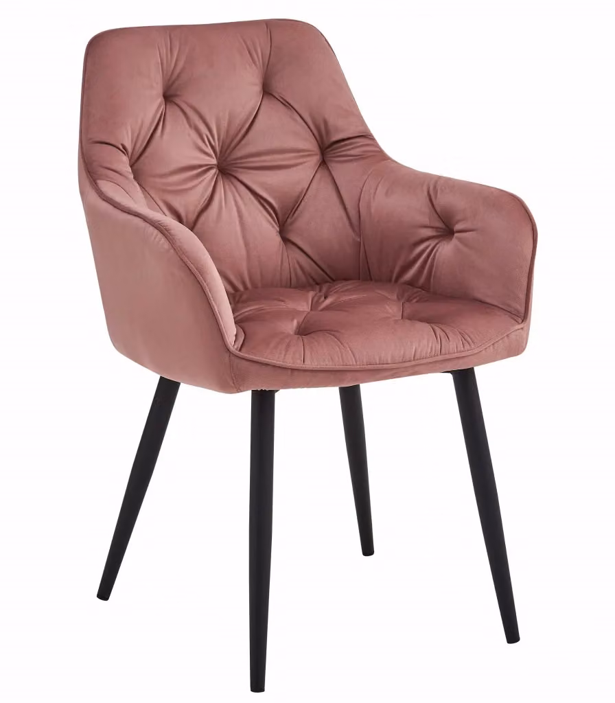Set di 2 sedie Valora in velluto rosa con struttura in metallo per soggiorno, cucina o sala da pranzo – 2