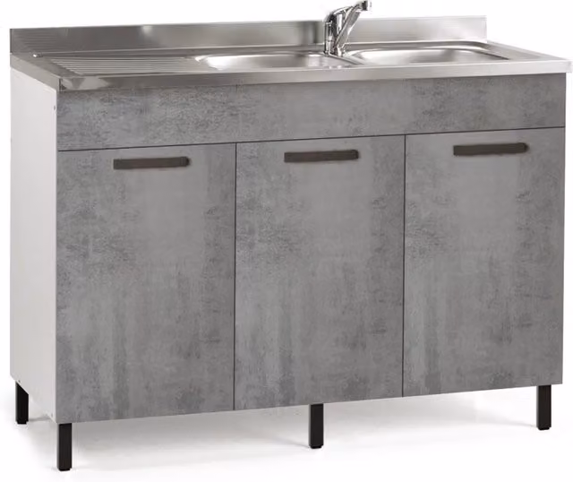 Mobile sottolavello da cucina IPERBRIKO grigio con 3 ante reversibili L: 120 cm, P: 50 cm, H: 85 cm