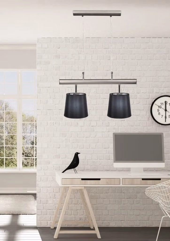 Lampada a sospensione Candellux Milonga in metallo nero e cromo con 2xE27, Altezza regolabile: 120 cm – 2