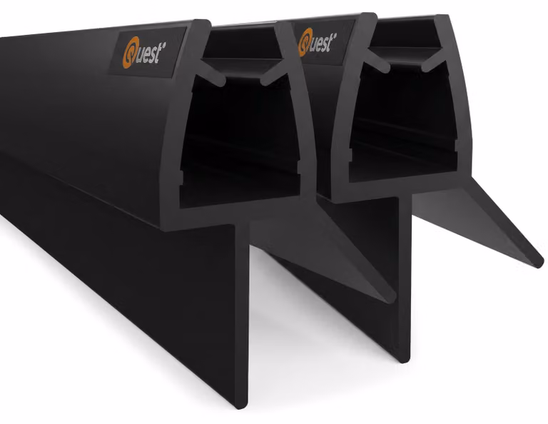 Guarnizione per doccia inferiore, 100 cm, per vetri da 6-8 mm, colore nero, confezione da 2 pezzi - Quest