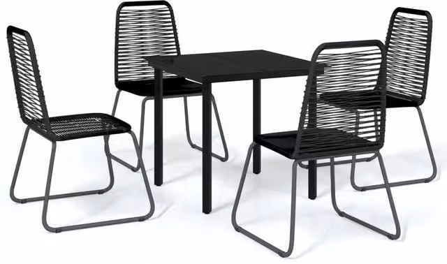 Set Mobili da Pranzo per Giardino 5 pz | Set Salotto da Giardino Nero