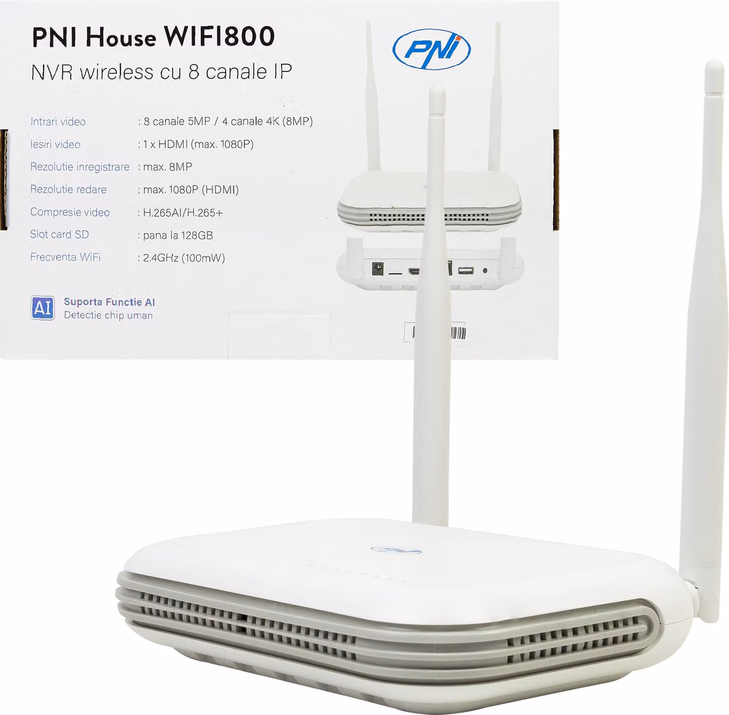 NVR wireless PNI House WIFI800 8 canali 5 MP o 4 canali 4K 8 MP Annuncio vocale
