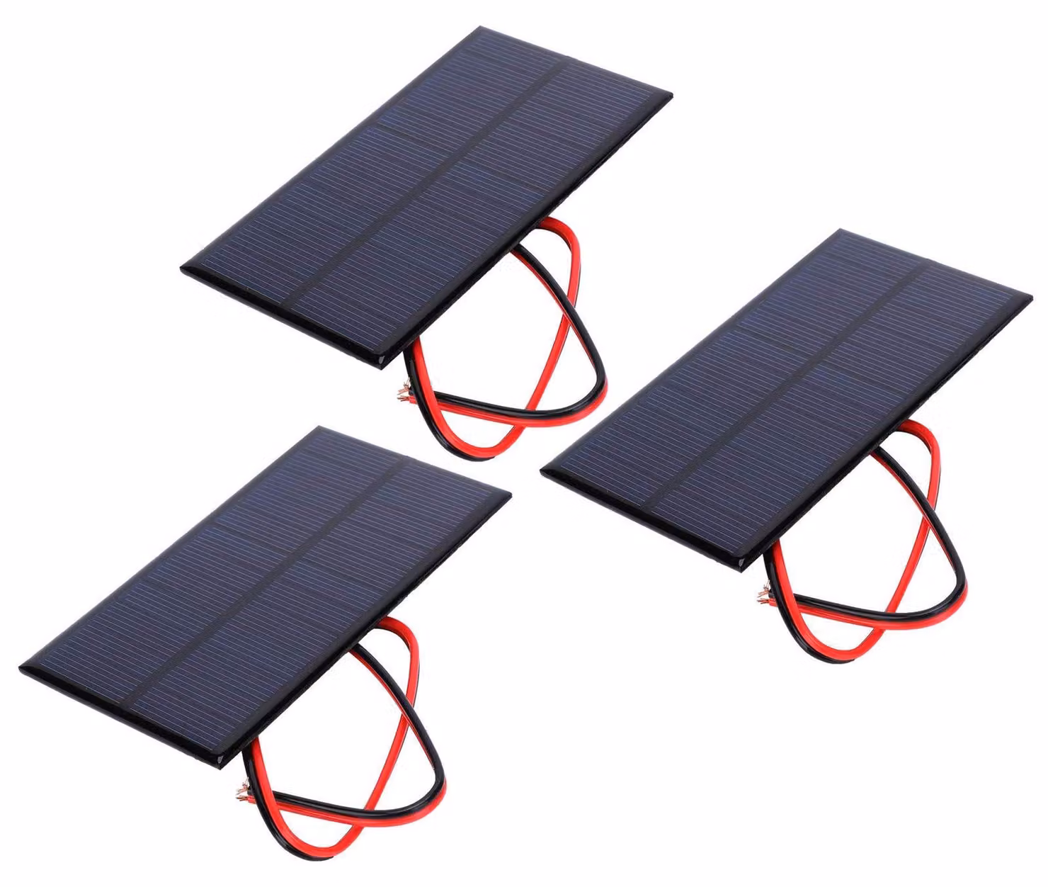 Set di 3 mini pannelli solari policristallini da 6V e 1W, con cavo, dimensioni 110x60 mm