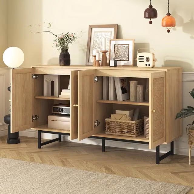 Buffet - Xylo - 140??39.5??80 cm - 4 Porte Ratan?? Intrecciato
