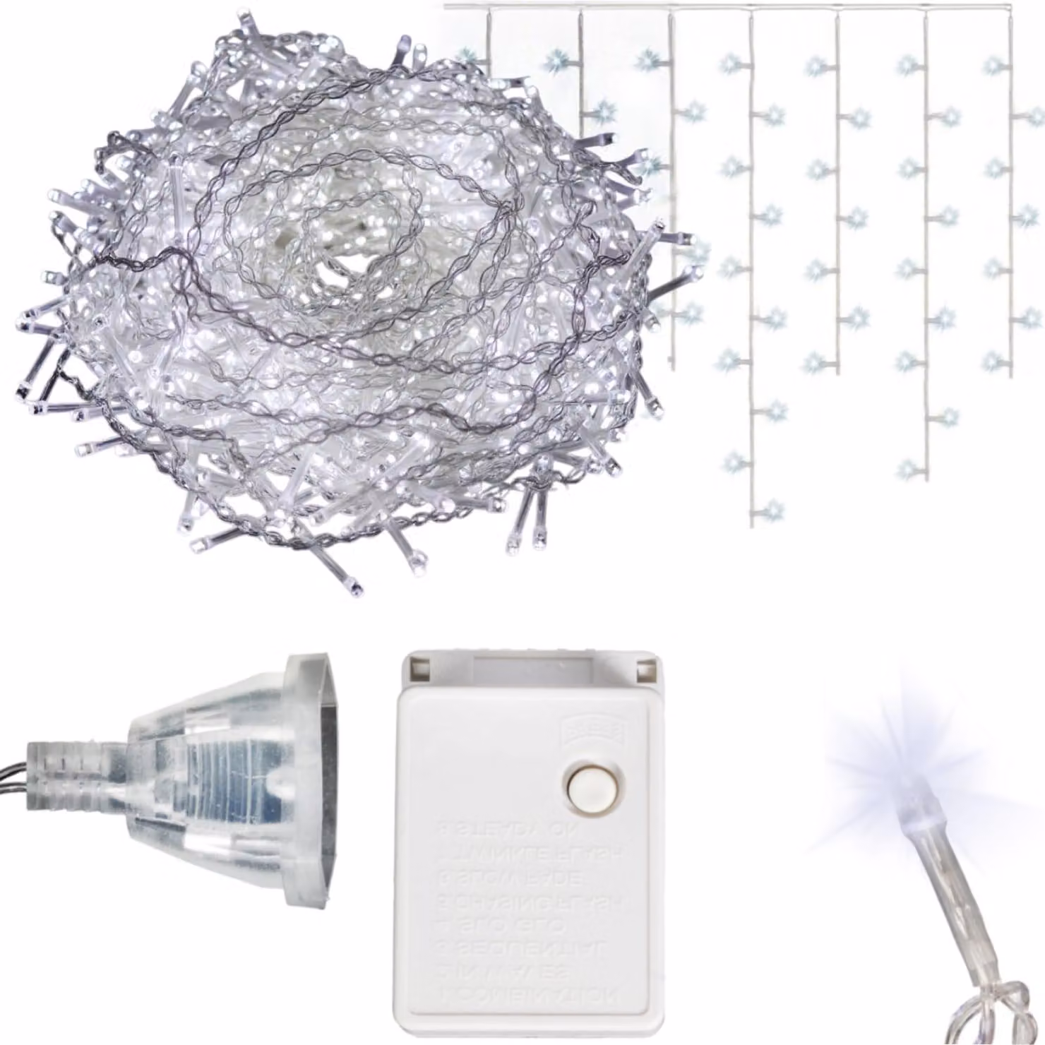 Ghiaccioli 500 Led Tenda Luci Esterne Ip44 Bianco Freddo Flash 15 M