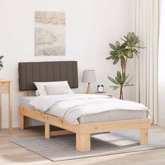 Letto con Testiera Talpa vidaXL in Pino Massello con Cassetti, L/P: 100 x 200 cm, Colore Beige o Grigio