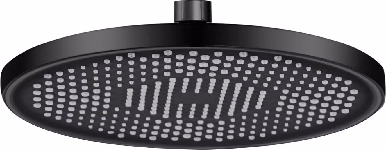 Testina doccia da 26 cm (10 pollici), a risparmio idrico, con ugelli anticalcare, in ABS, colore nero, per bagno