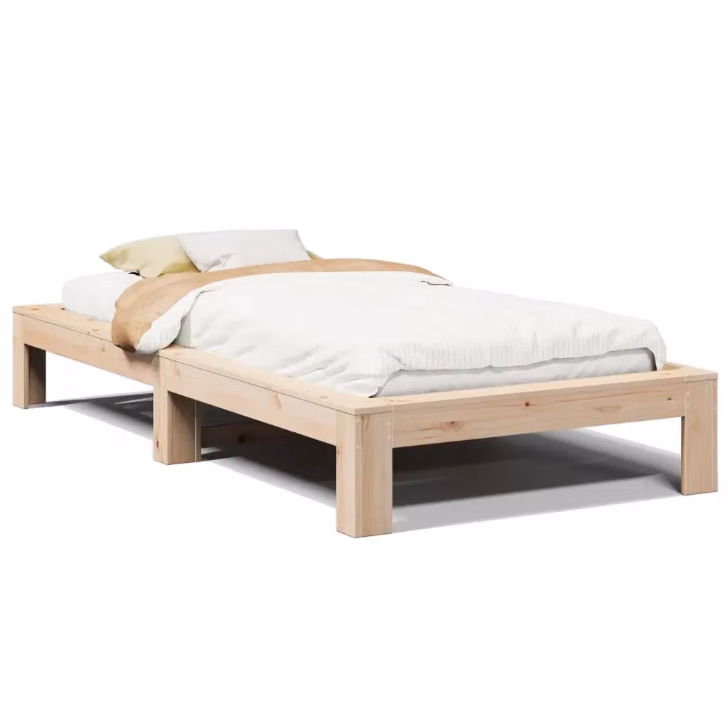 Giroletto senza materasso vidaXL in legno massello di pino color marrone, L/P: 100 x 200 cm – 2