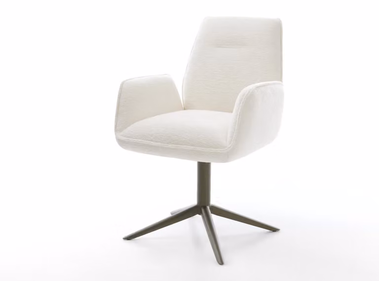 DELIFE sedia girevole Zoa-Flex Bouclé Soft Beige base effetto finitura titanio funzione dondolo ruotabile a 360° nucleo a molle tascabili