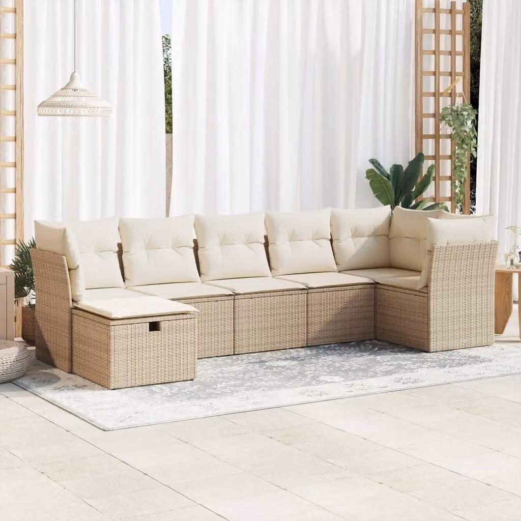 Maison Exclusive - Set da giardino 7 pezzi con cuscini Beige Poly Rattan