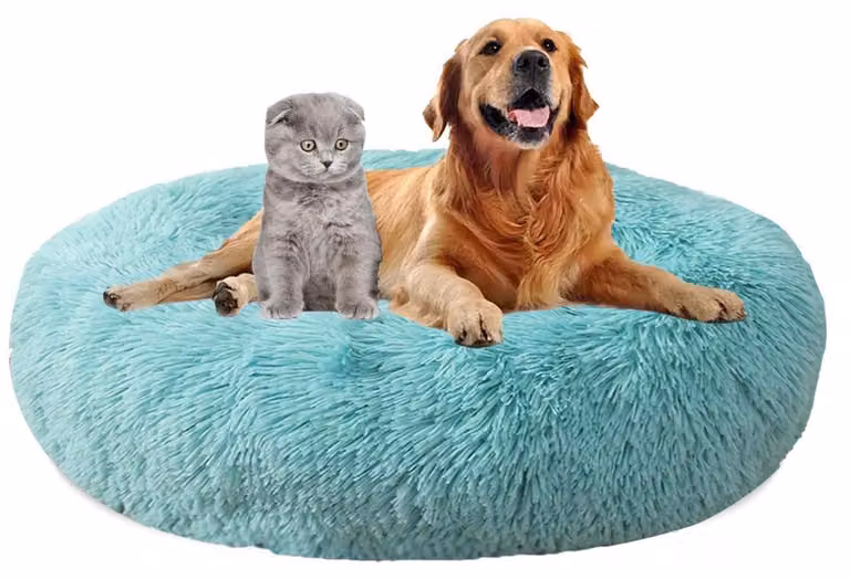Cuccia per cani, forma rotonda, diametro 120 cm, colore verde smeraldo, in peluche, lavabile, antiscivolo