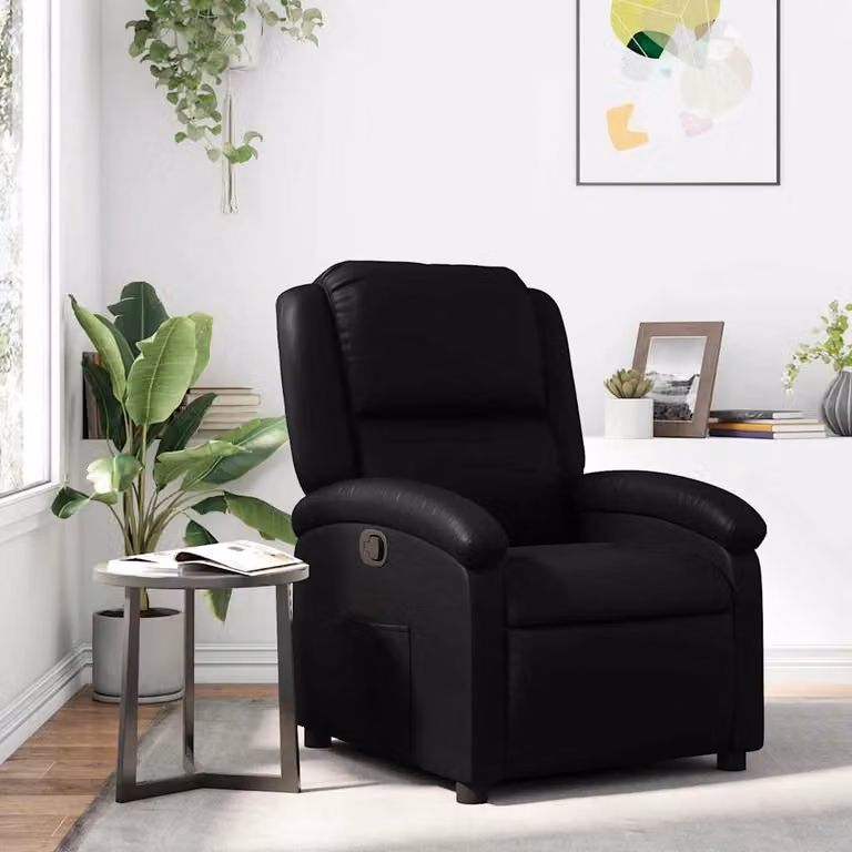 Poltrona reclinabile relax vidaXL in similpelle nera con braccioli e leva manuale