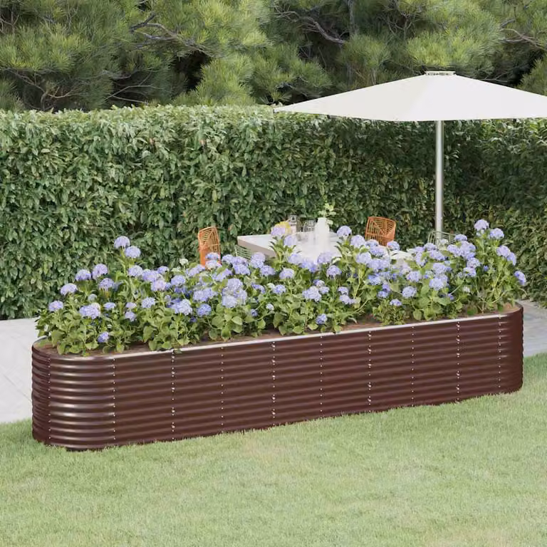 Letto rialzato da giardino vidaXL in acciaio zincato marrone L: 368 cm, P: 80 cm, H: 68 cm