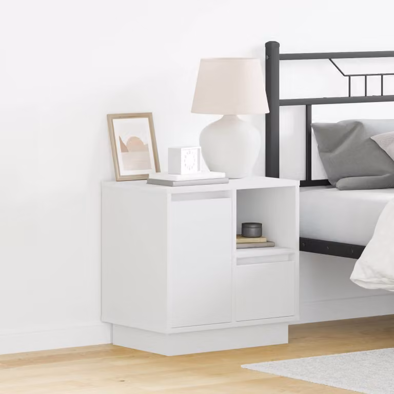 vidaXL Armadio da Notte Moderno Bianco con Illuminazione Integrata in MDF L 50 cm, P 34,5 cm, H 50 cm