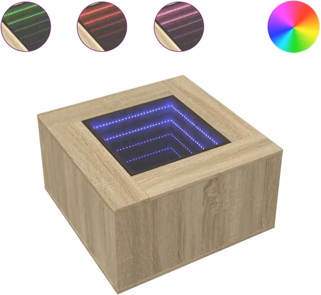Tavolino salotto | Tavolino da caff¨¨ | Tavolino da Soggiorno con LED Rovere Sonoma 60x60x40 cm Multistrato